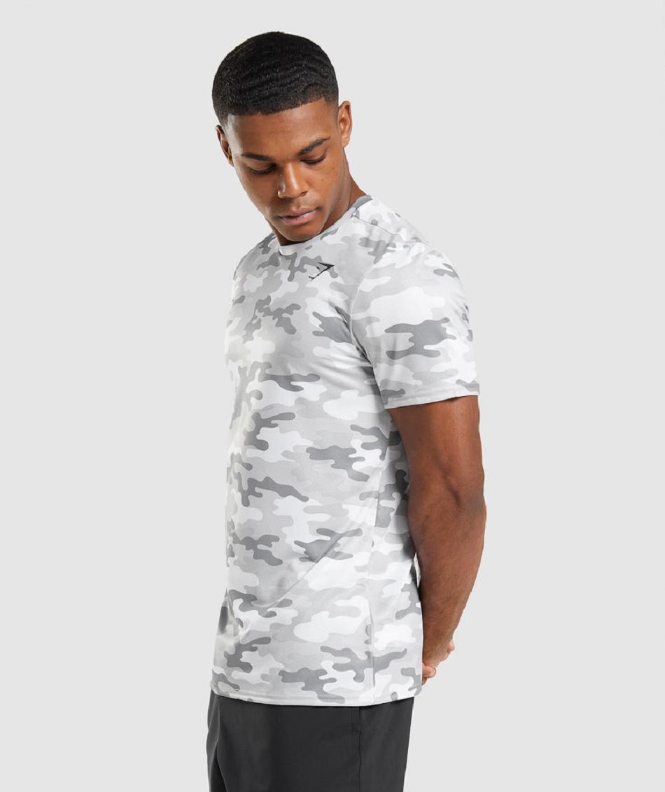 T Shirts Gymshark Arrival Hombre Gris Claro Camuflaje | CO 3413ZUT